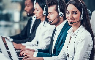 happy team in a call center